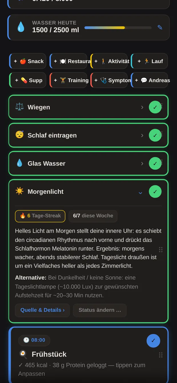 Aufgeklappte Gewohnheit mit Streak, Begründung und Alternative