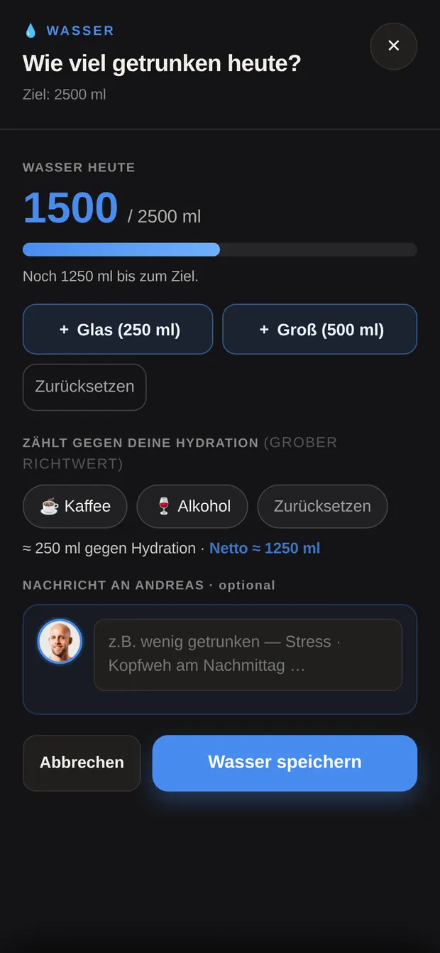 Fenster Wasser mit Knöpfen für Glas und Groß sowie Kaffee und Alkohol