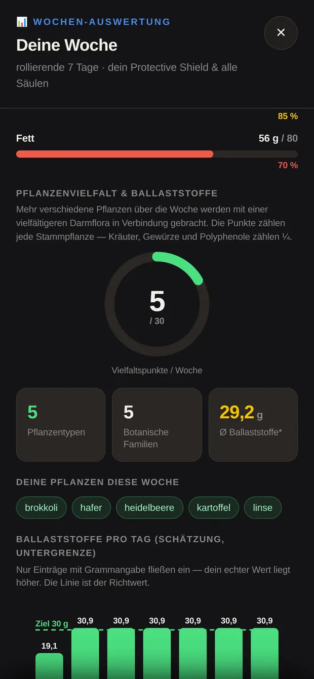 Die fünf Säulen im Wochenschnitt