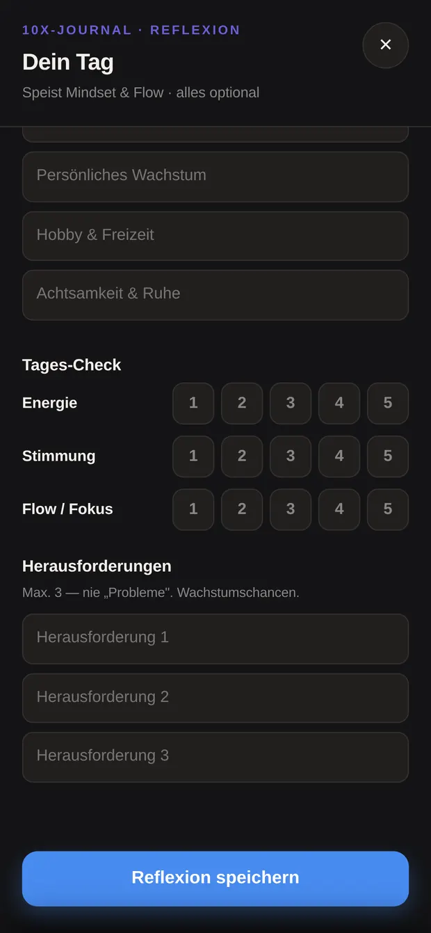 Abendblock, Tages-Check und Herausforderungen