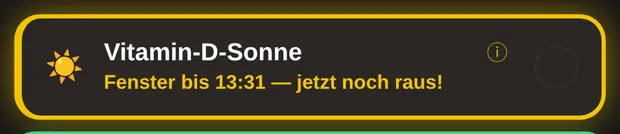 Die Karte Vitamin-D-Sonne mit dem offenen Zeitfenster