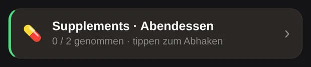 Die Supplement-Karte mit dem Zähler genommener Präparate