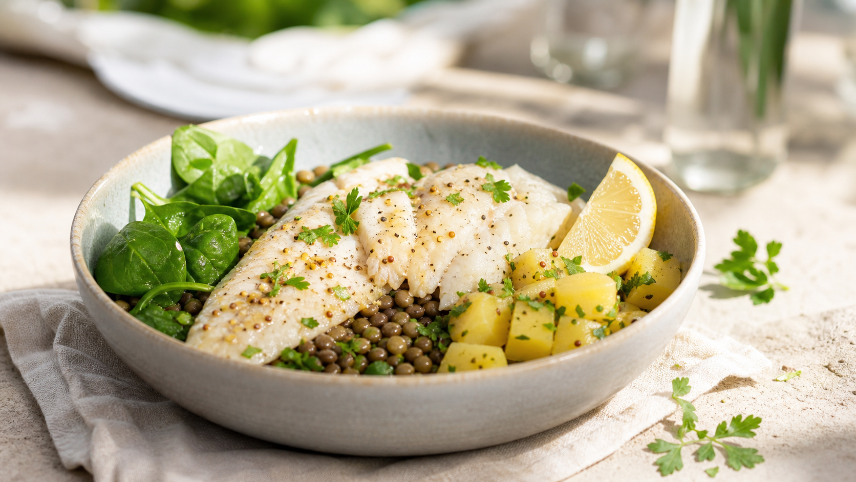 Fisch-Linsen-Kartoffel-Bowl - ThriveZone Meal