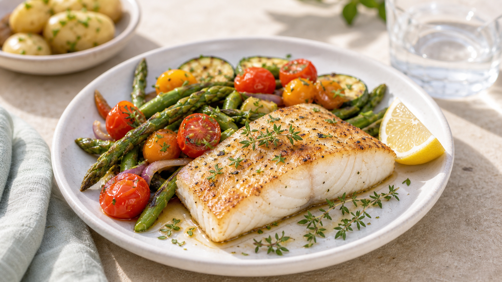 Gebratener Kabeljau mit Gemüse - ThriveZone Meal