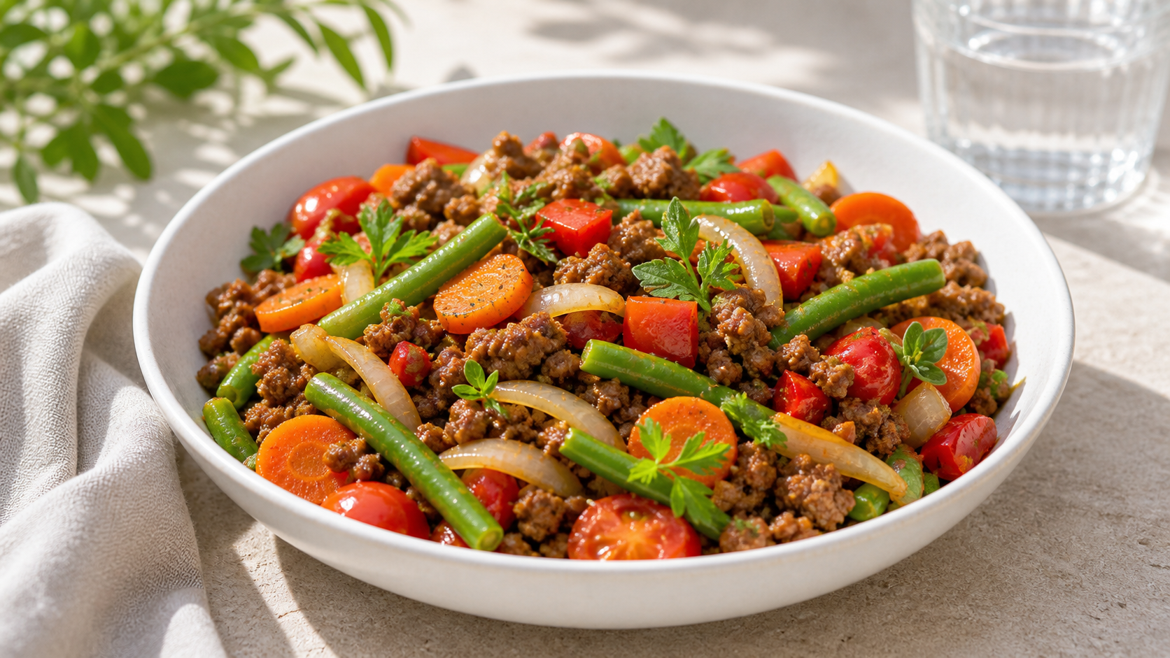Klassische Gemüsepfanne mit Rinderhack - ThriveZone Meal