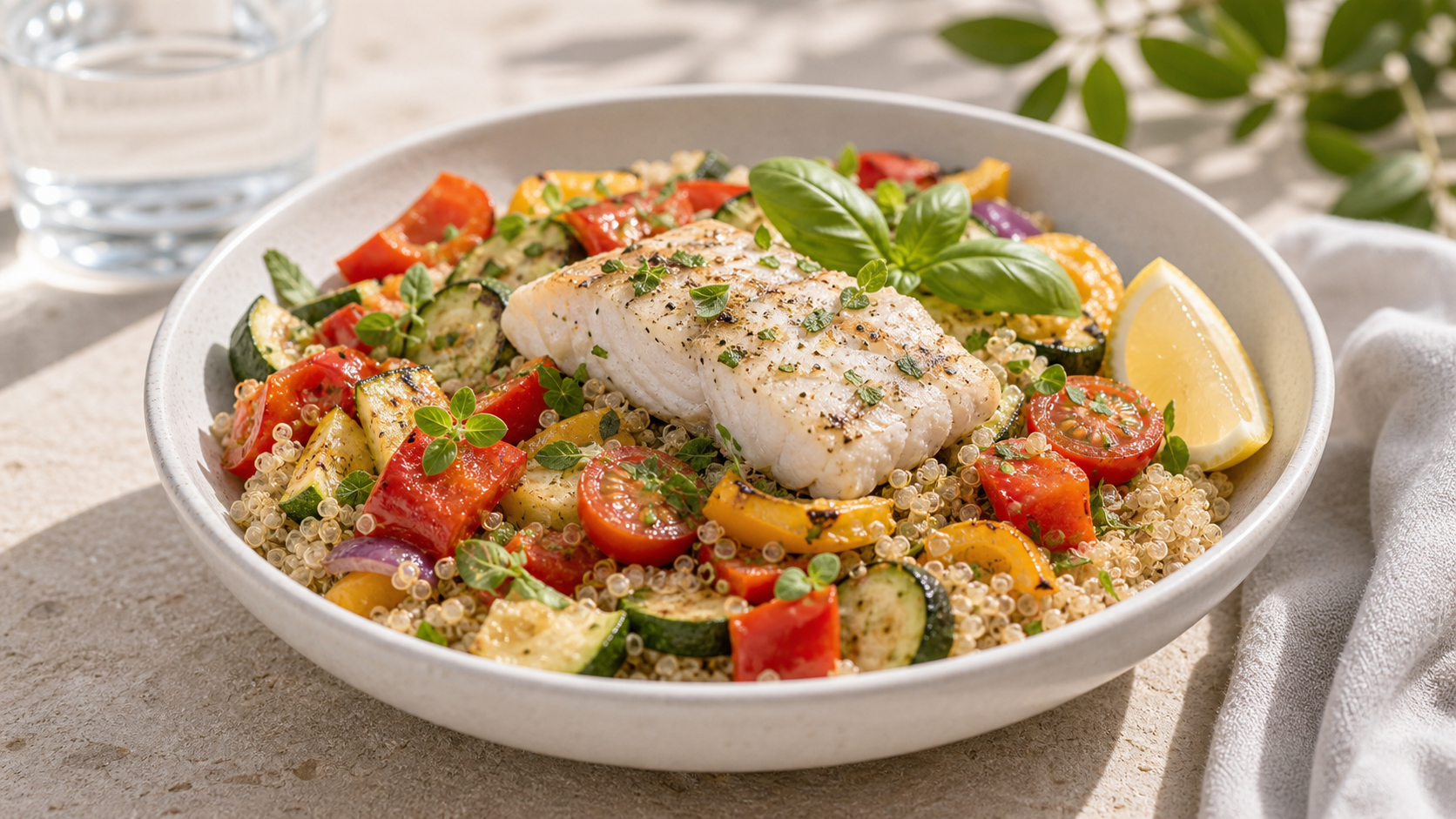 Quinoa mit Gemüse & Fisch - ThriveZone Meal