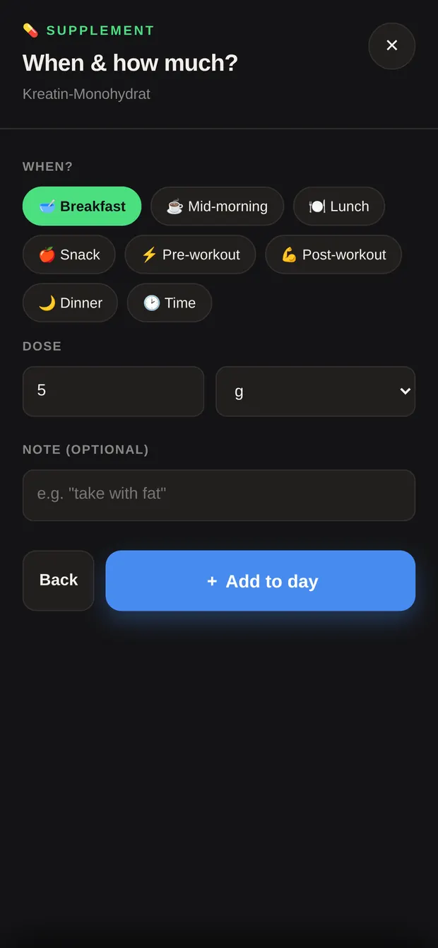 Third step: set the timing and dose