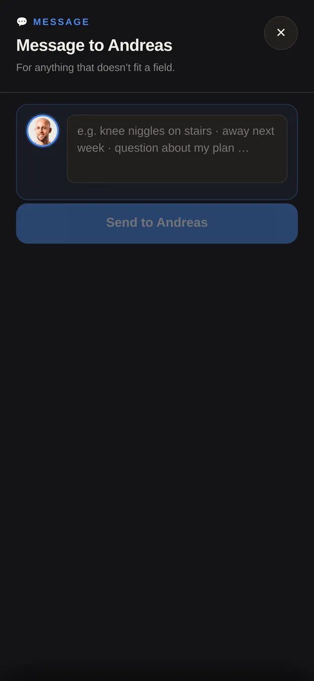 Message field with text typed in